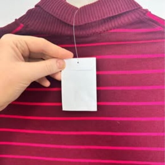 Lands’ End Women's stripe pull over sweater turtle neck size 14/16 #0815 - Picture 5 of 7